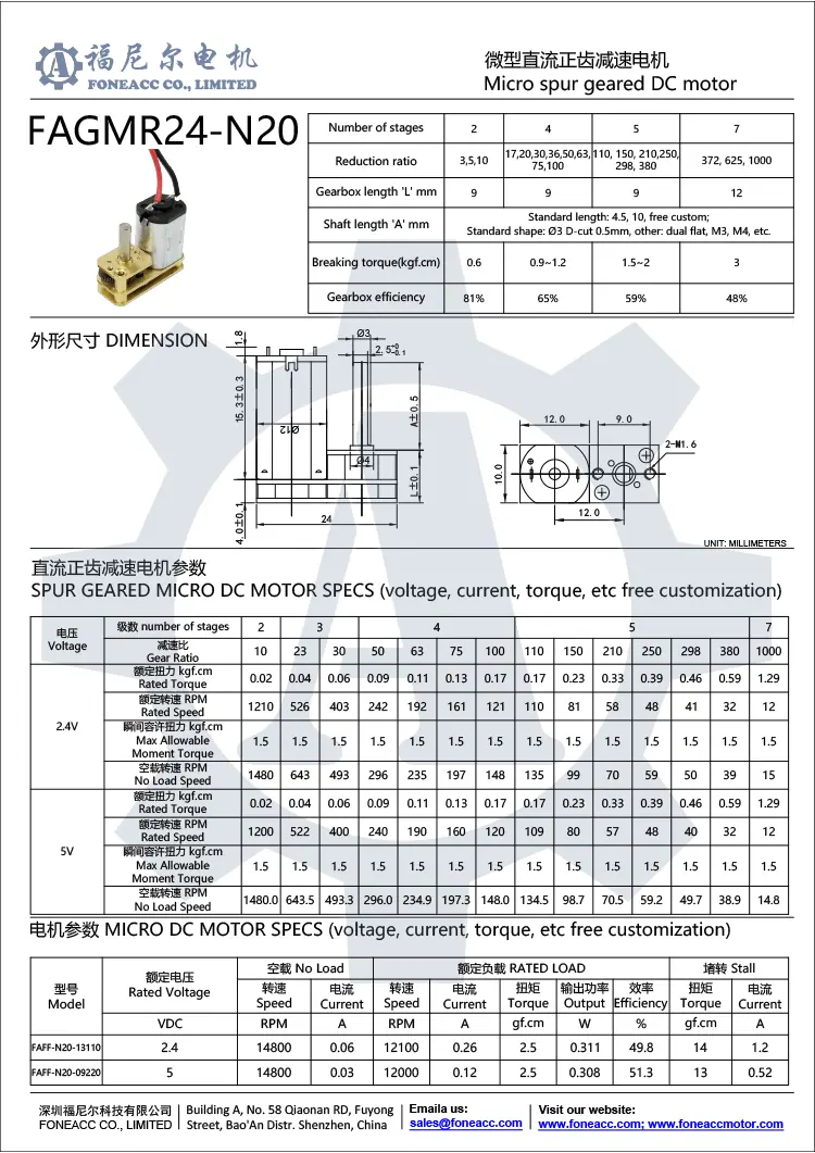 gmr24-n20 24 mm small spur gearhead dc electric motor.webp